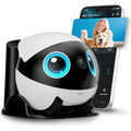 Enabot EBO Air 2 Plus FamilyBot front view with blue digital eyes