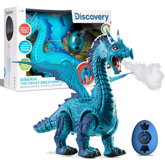 Discovery Frost-Breathing RC Dragon front view with glowing eyes