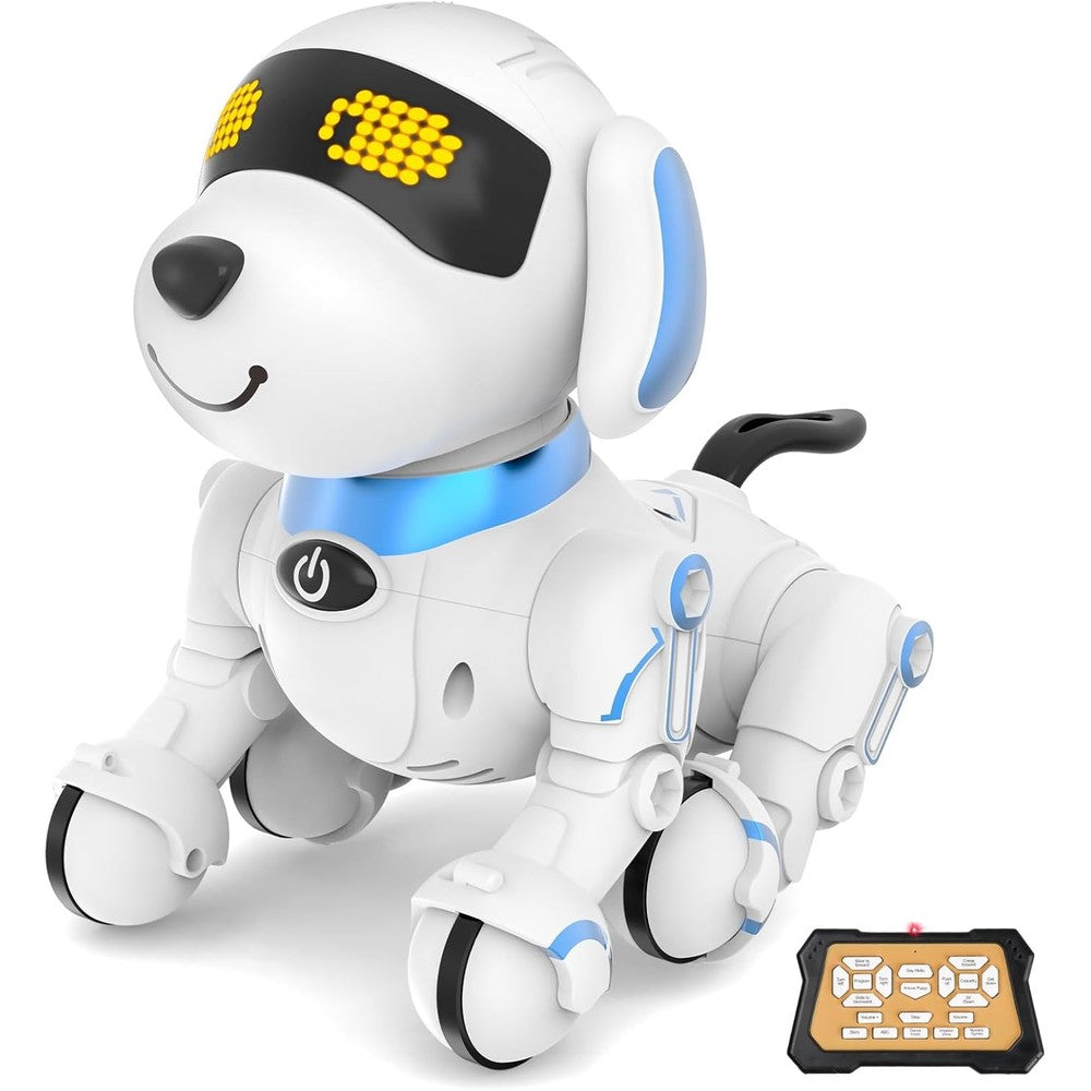 Dwi Dowellin robot dog toy front view with LED eyes