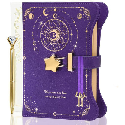 Hi!SCI diary with lock and keys deep royal purple front view