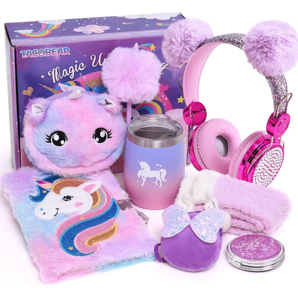 Latocos Tacobear unicorn gift set for girls showing all included items