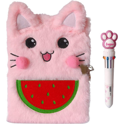 Luolizon cat diary for girls with lock and pen set