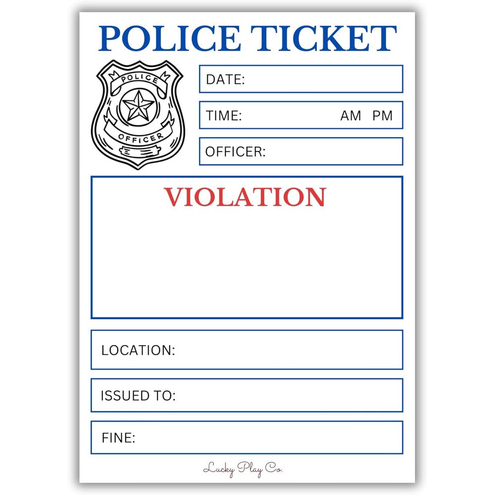 Lucky Play Co. police officer play notepad front view for kids role play
