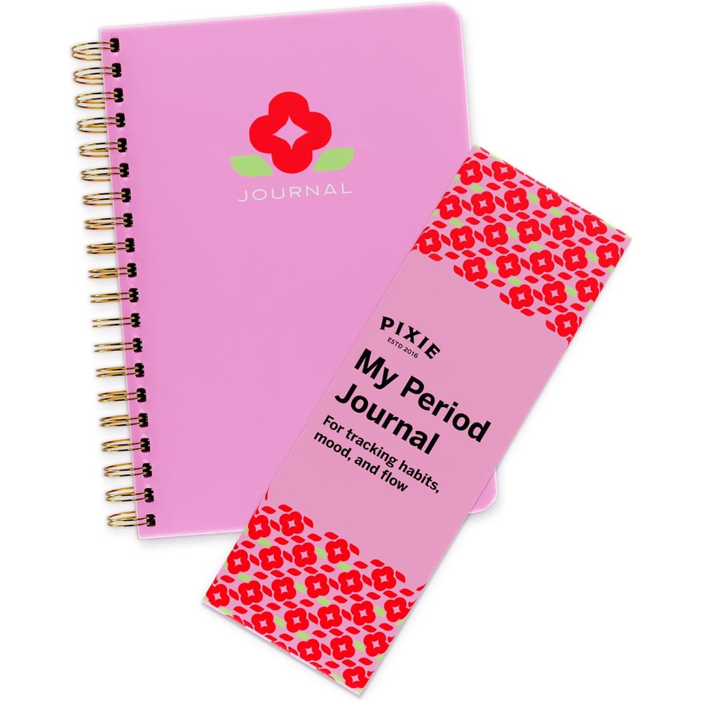 Pixie Cup Period Tracker Journal for girls front cover pink design