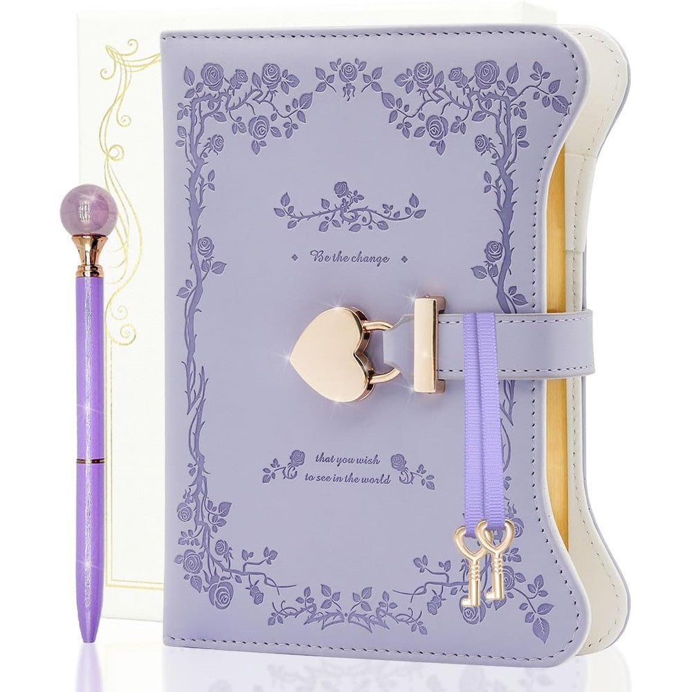 Hi! Sci diary with lock and keys in lavender purple front view
