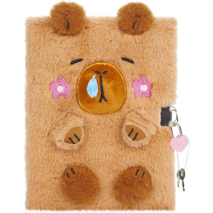 Yoytoo Capybara Diary with Lock front view plush notebook