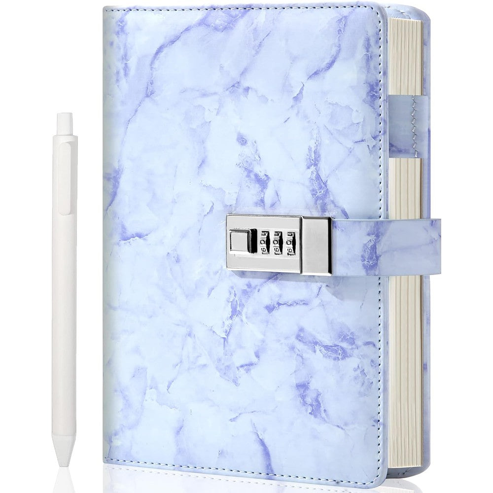 Cagie A5 marble diary with lock front view