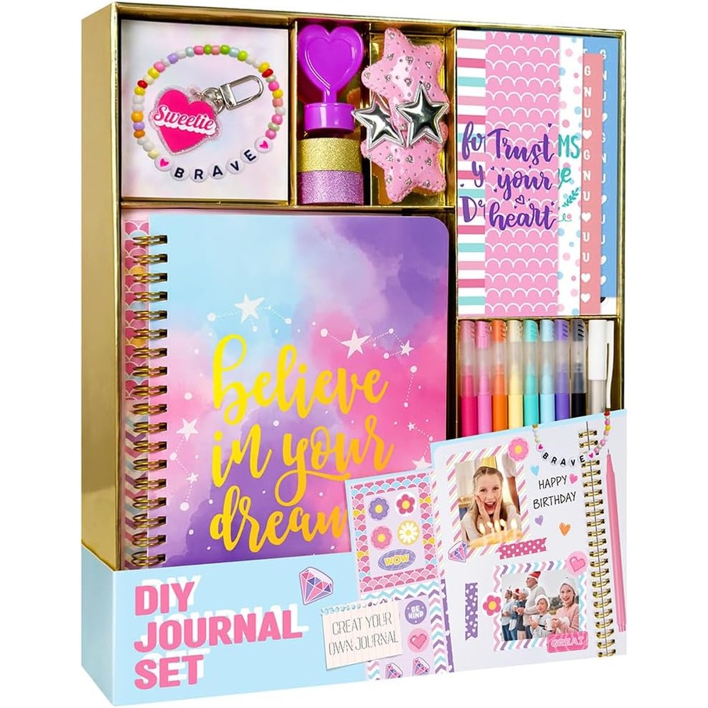 Nollh DIY Journal Kit For Girls 48 Pieces Front View Arts And Crafts Set