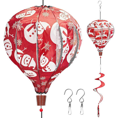 Deceed giant snowman and reindeer hot air balloon wind spinners front view