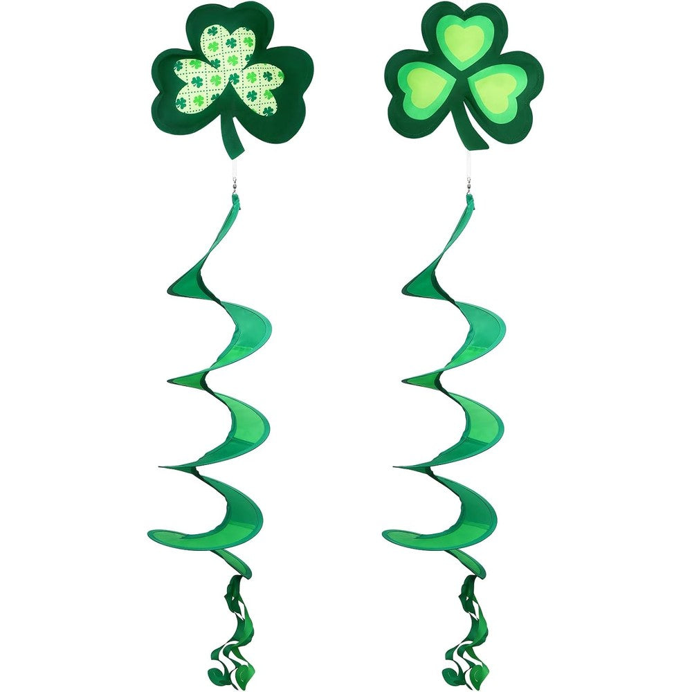 Novwang St Patrick's Day shamrock wind spinner hanging outdoors
