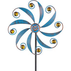 Stargarden blue metal wind spinner front view for garden decoration