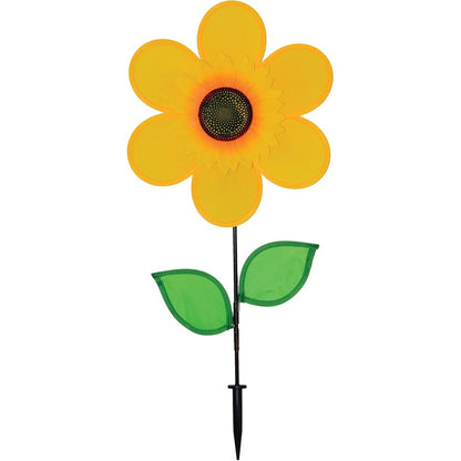 In The Breeze 12 inch yellow sunflower garden wind spinner front view