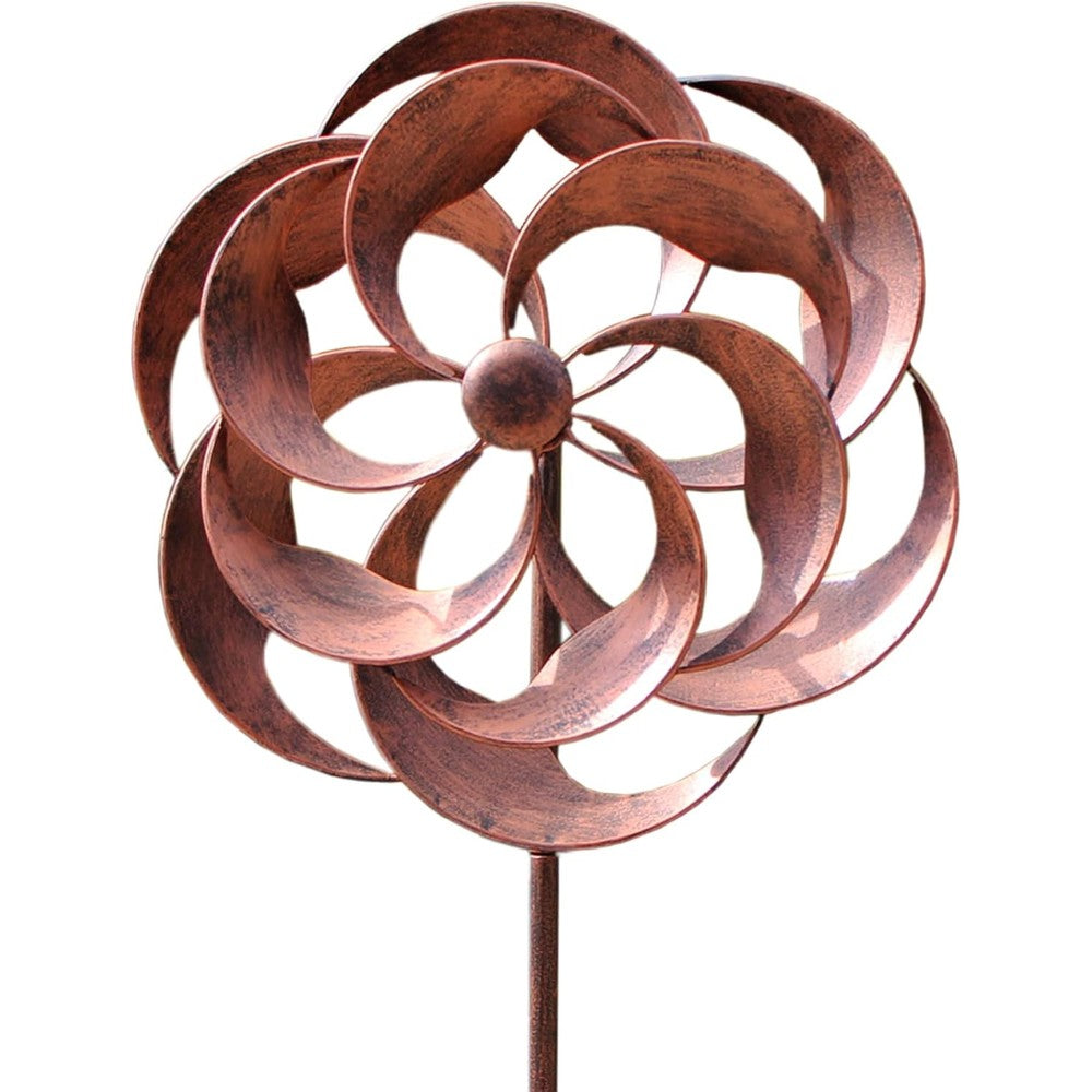 Lerfugi 360 degree metal willow leaf wind spinner front view