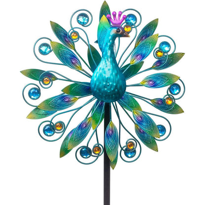 Stargarden 58 inch peacock wind spinner front view garden decor
