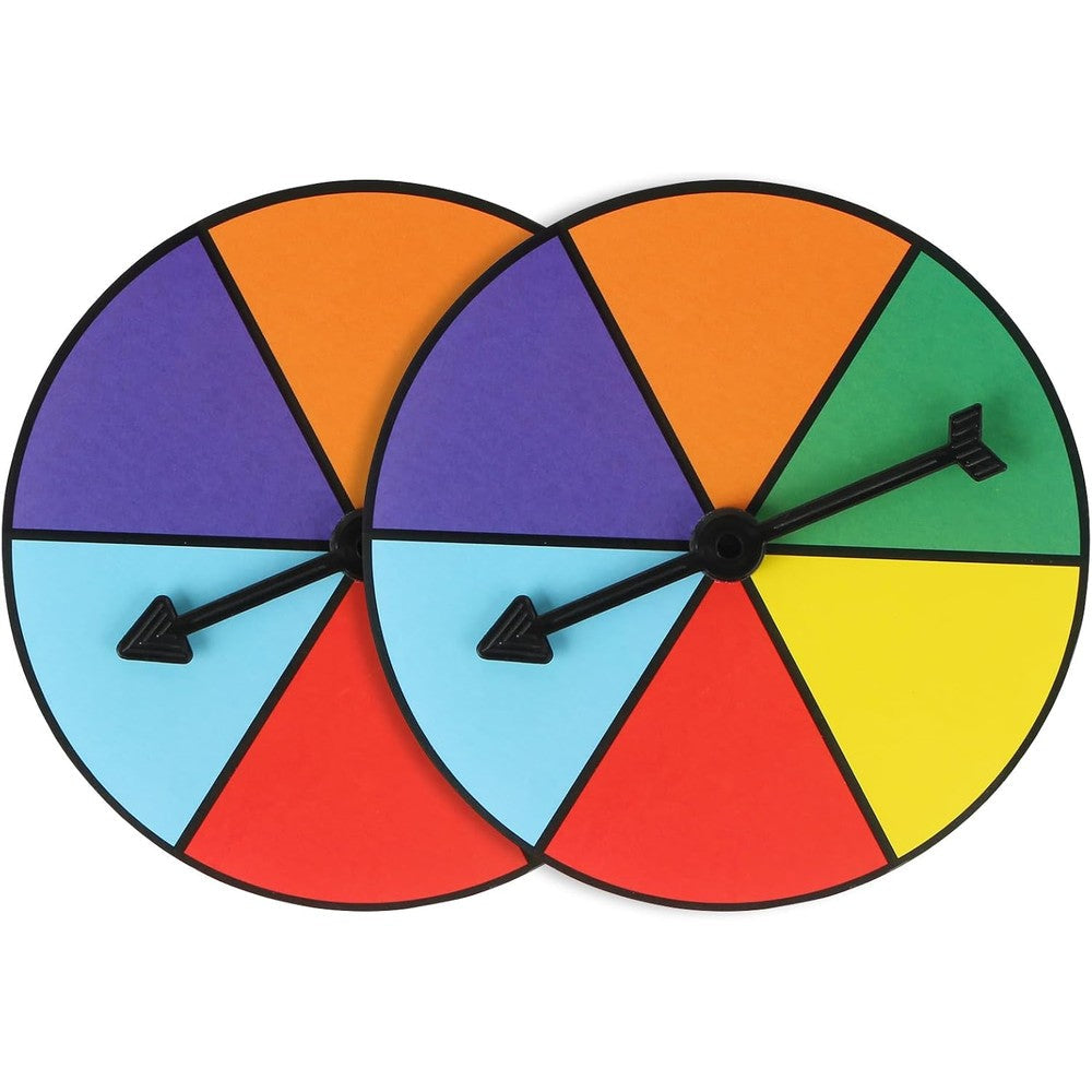 Midelong rainbow color math spinners front view showing six vibrant sections.