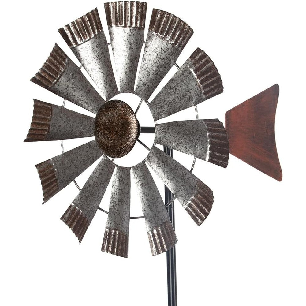 Viveta metal vintage style silver wind spinner front view
