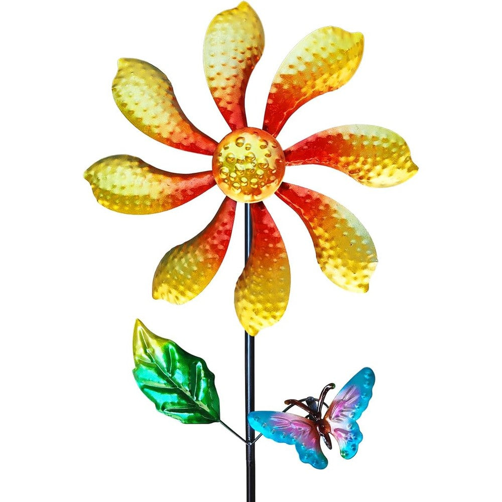 Senflame metal outdoor flower wind spinner front view