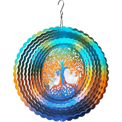 Fonmy Tree of Life 3D stainless steel wind spinner front view