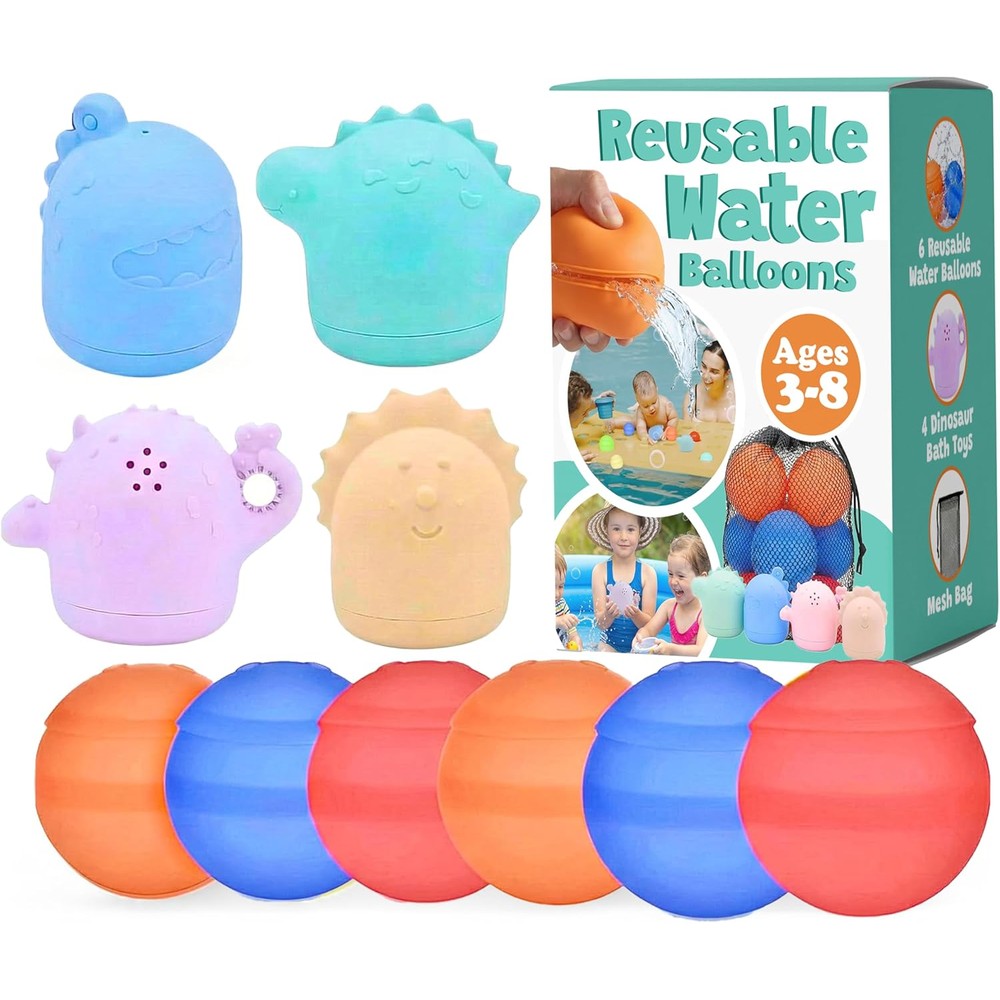 OmniHaven Dino Splash Adventure Set front view featuring premium boxed packaging of reusable water balloons.