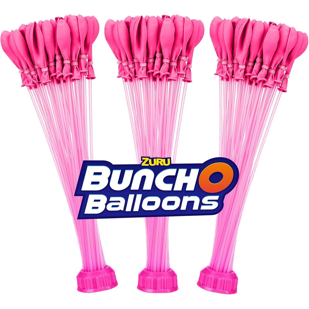 ZURU Bunch O Balloons pink pack front view showing three premium bunches of rapid fill water balloons.