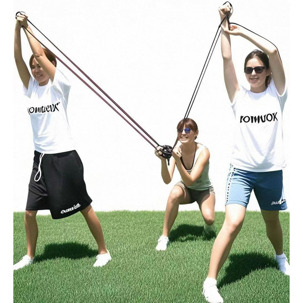 KOMVOX water balloon launcher three person giant slingshot front view layout