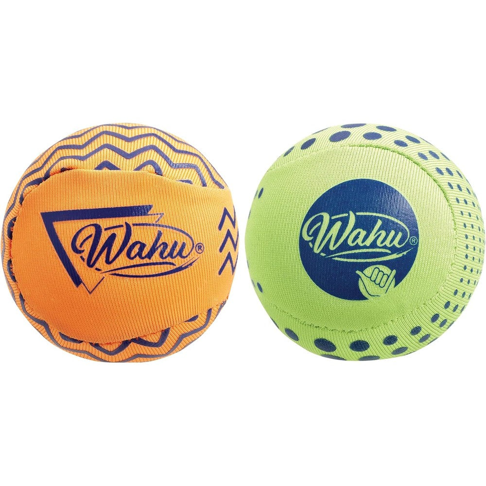 Goliath Wahu Super Grip Skimball pack of two front view showing green and orange water skipping balls