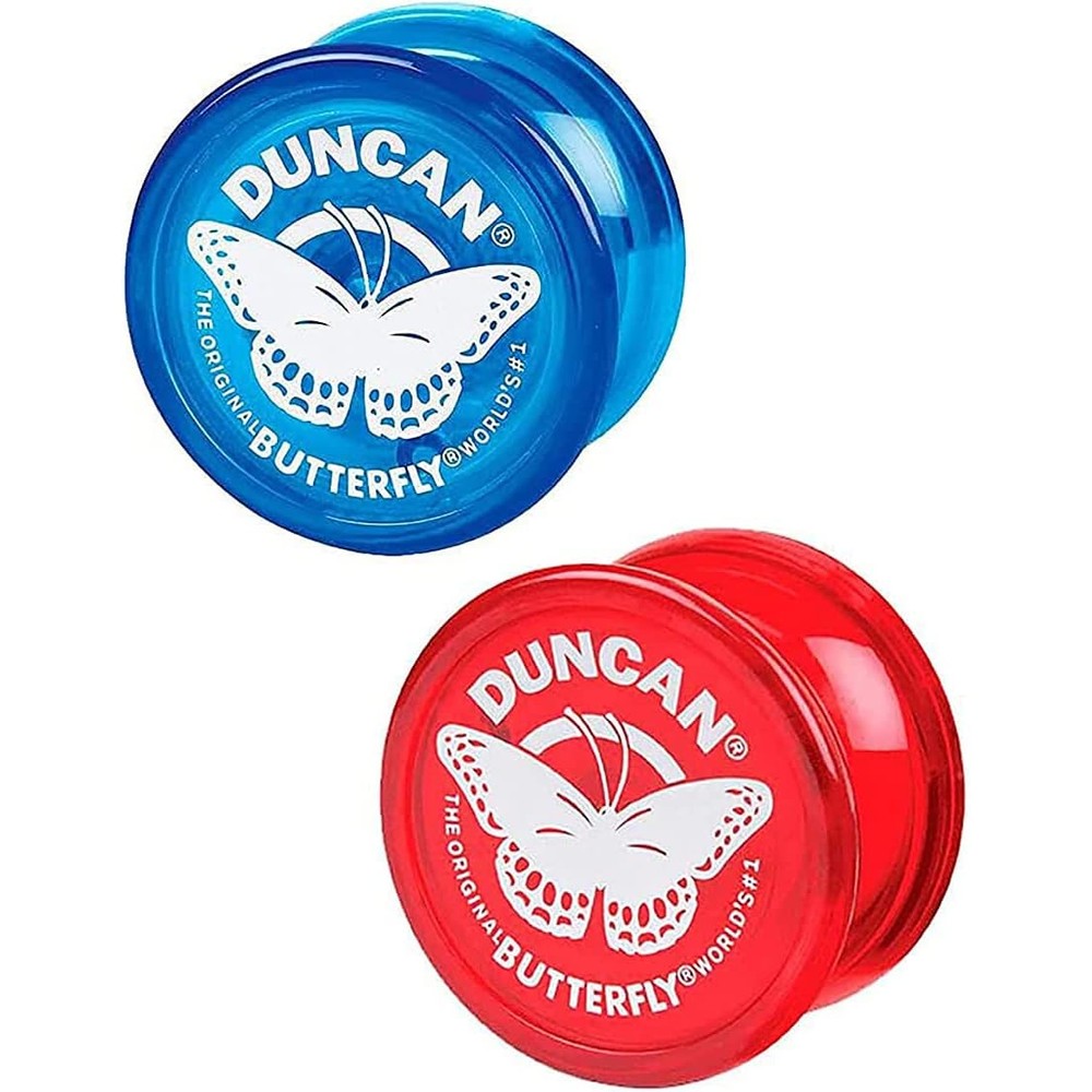 Duncan Butterfly Yo-Yo two pack set featuring red and blue colors for classic play.