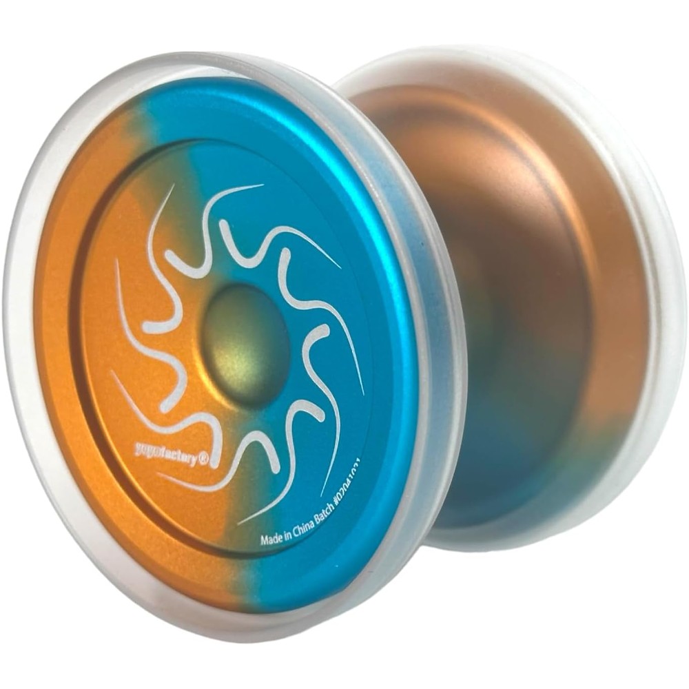 YoYoFactory Nine Dragons Yoyo Aqua Orange Fade side view