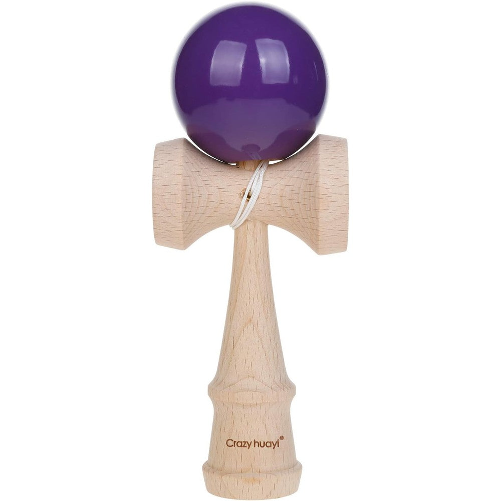 Jumbo Kendama Kraze beech wooden toy in purple front view for skill game