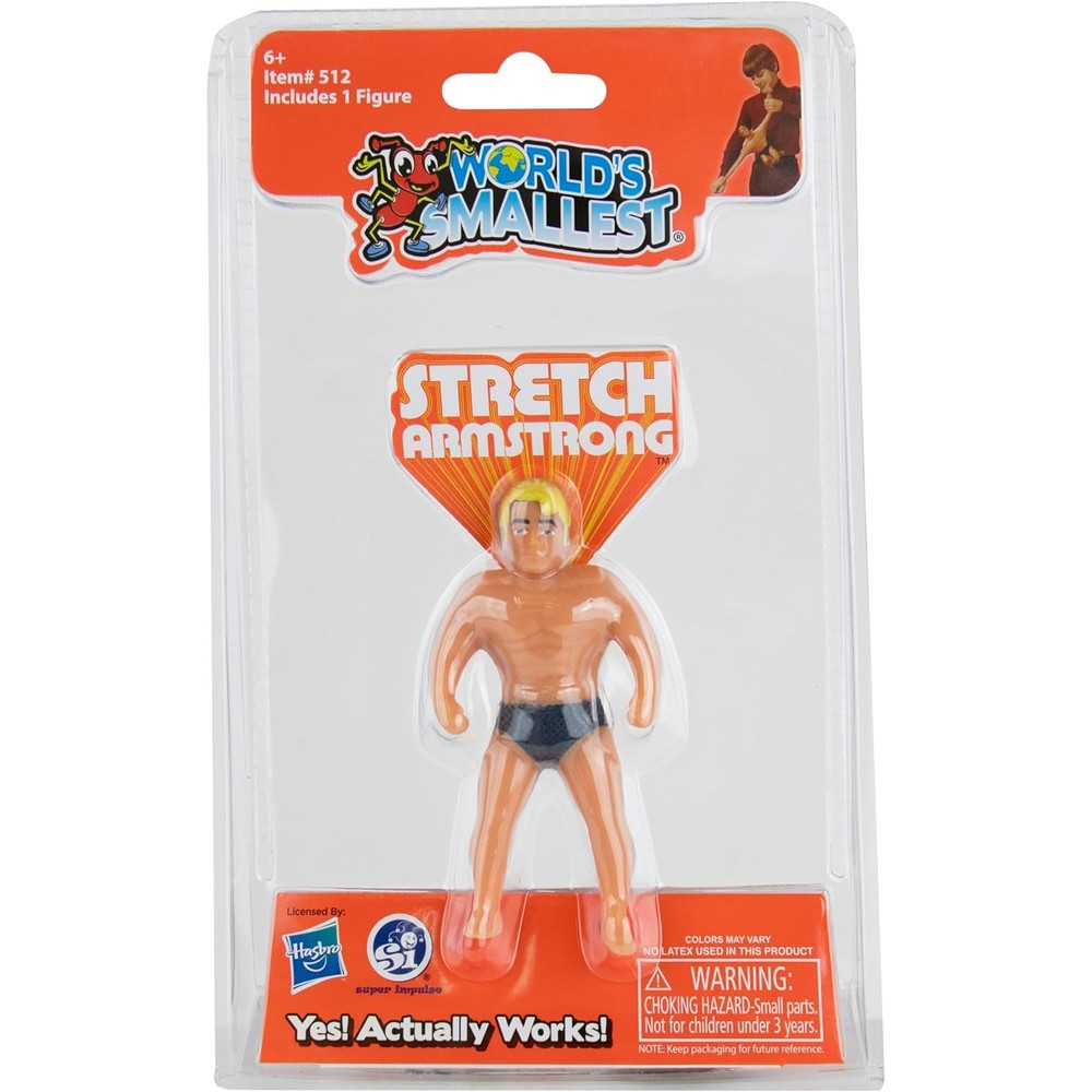 World's Smallest Stretch Armstrong miniature action figure front view