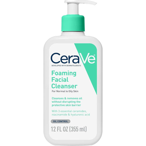 CeraVe Foaming Facial Cleanser 12 fl oz for normal to oily skin with ceramides and niacinamide