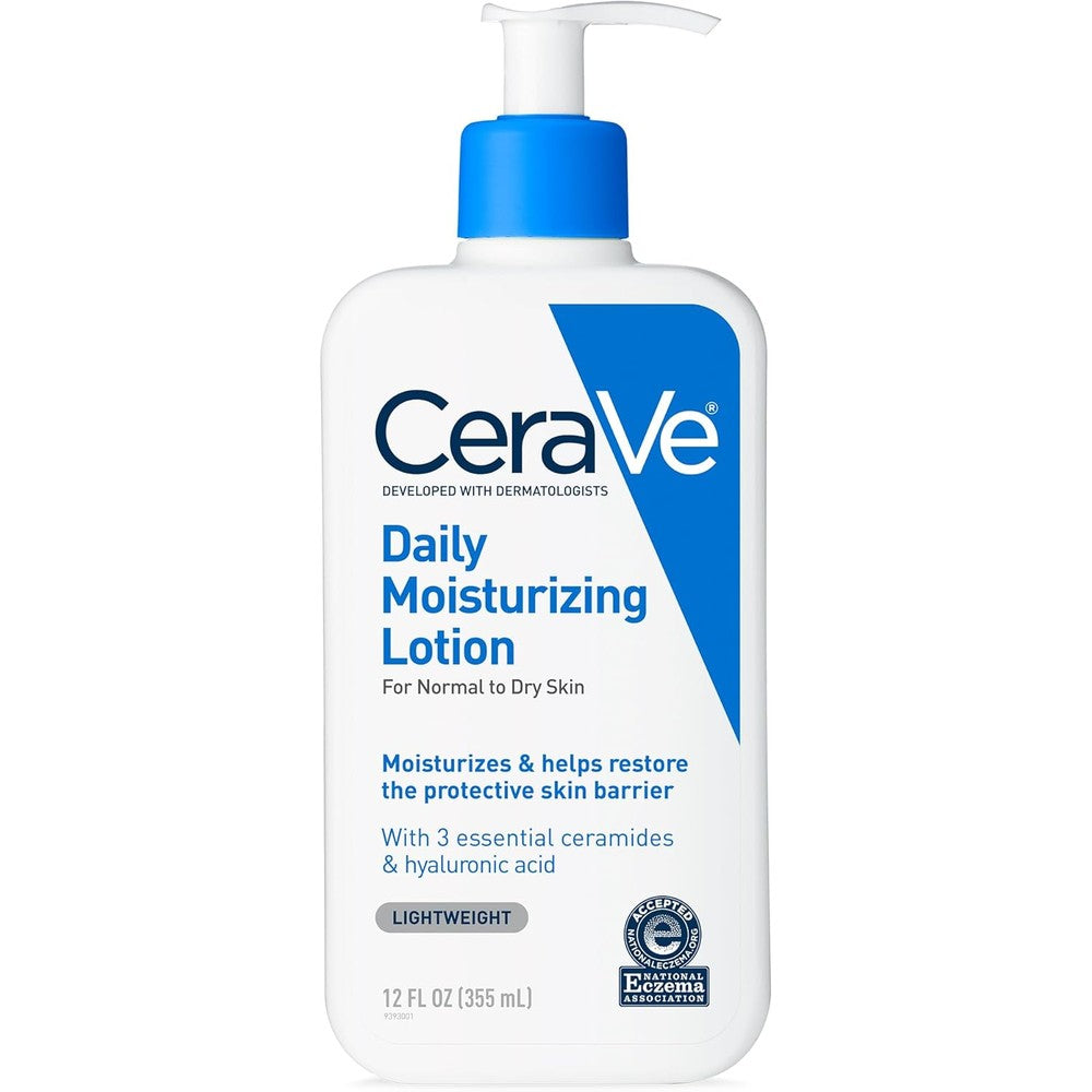 CeraVe Daily Moisturizing Lotion 12 oz with ceramides and hyaluronic acid for dry skin