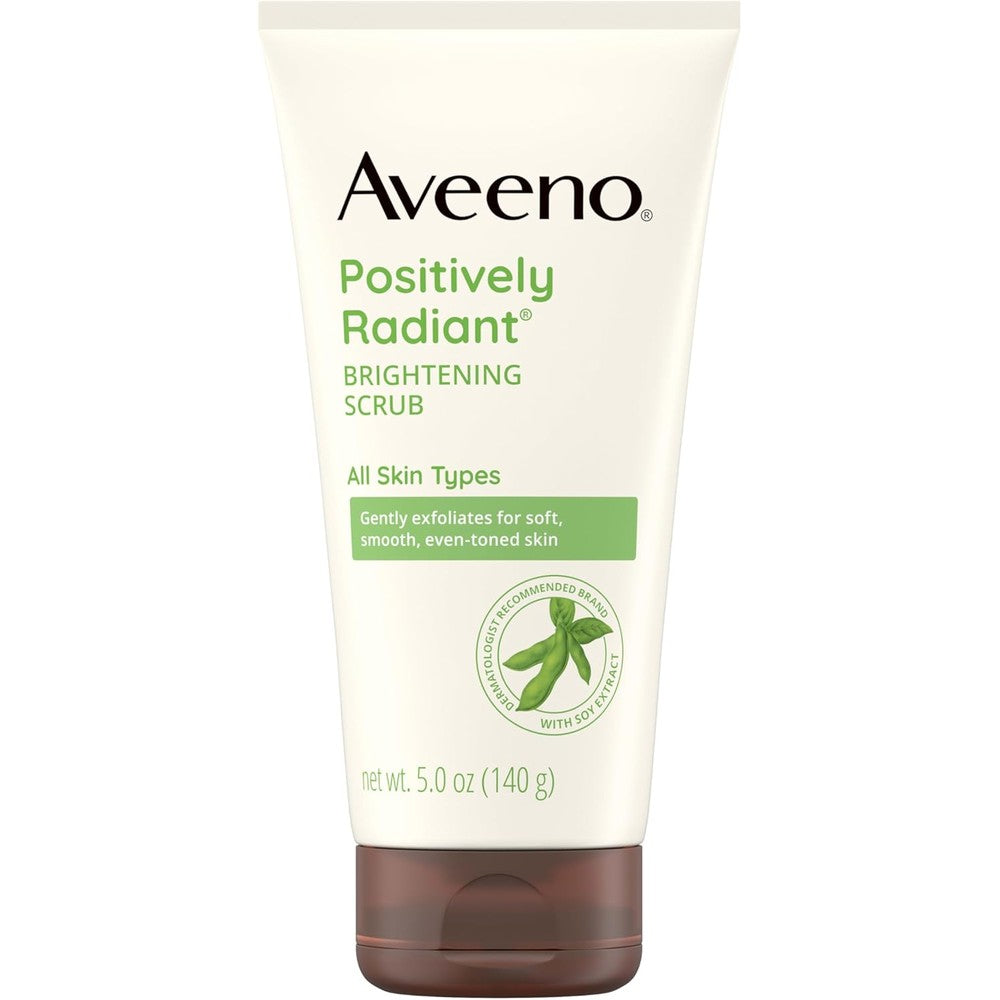 Aveeno Positively Radiant Skin Brightening Daily Facial Scrub With Moisture Rich Soy Extract For Even Tone And Texture 5 Ounce