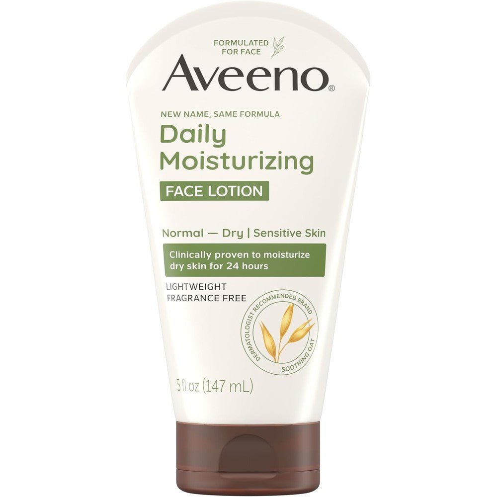 Aveeno Daily Moisturizing Face Cream front view tube of USA imported skincare for dry skin