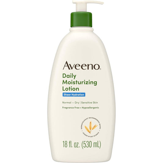 Aveeno Sheer Hydration Daily Moisturizing Fragrance Free Lotion With Nourishing Prebiotic Oat For Dry Skin 18 Fluid Ounce