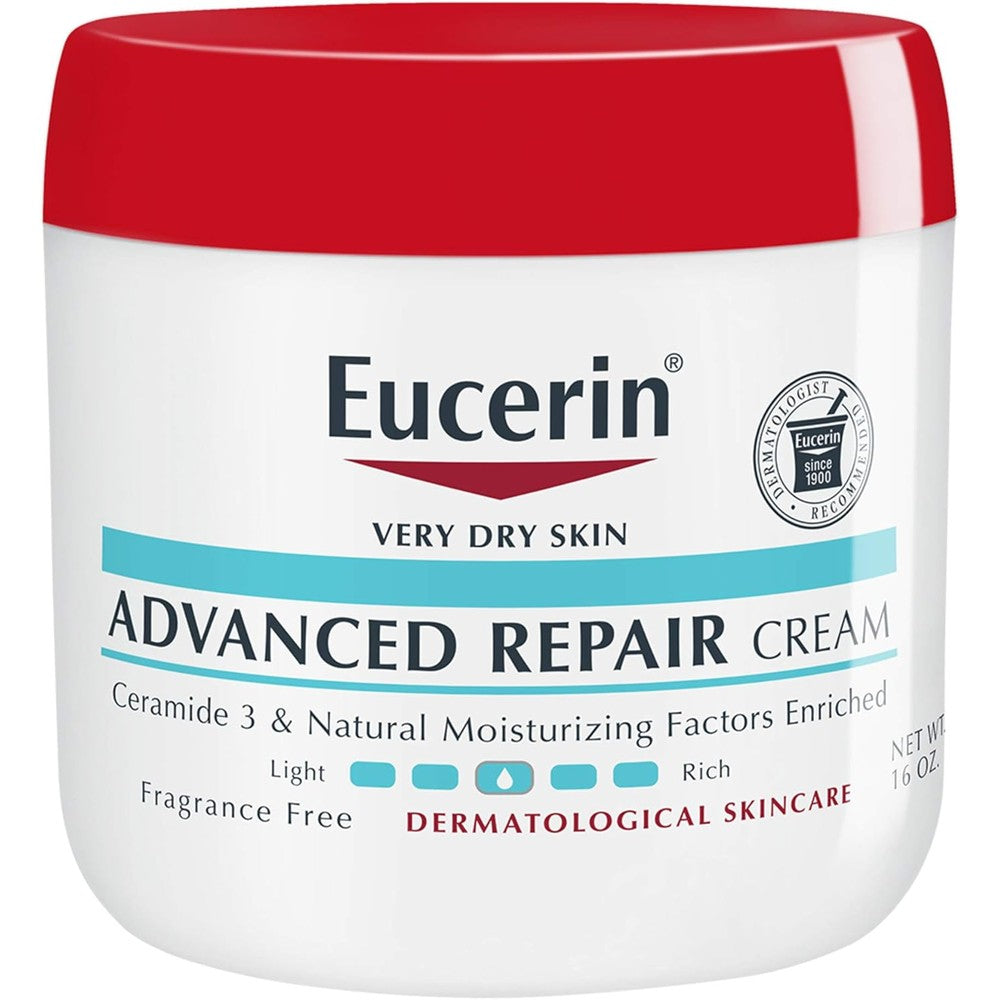 Eucerin Advanced Repair Cream 16oz Ceramide-3 fragrance free for very dry skin 48hr moisture