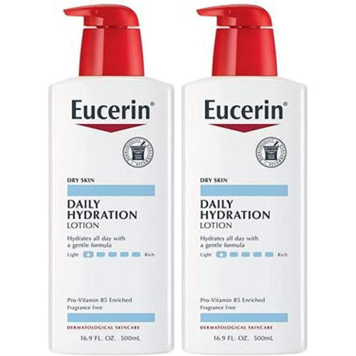Eucerin Daily Hydration Body Lotion 16.9oz 2 pack fast-absorbing non-comedogenic daily moisturiser