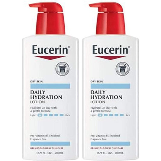 Eucerin Daily Hydration Body Lotion 16.9oz 2 pack fast-absorbing non-comedogenic daily moisturiser