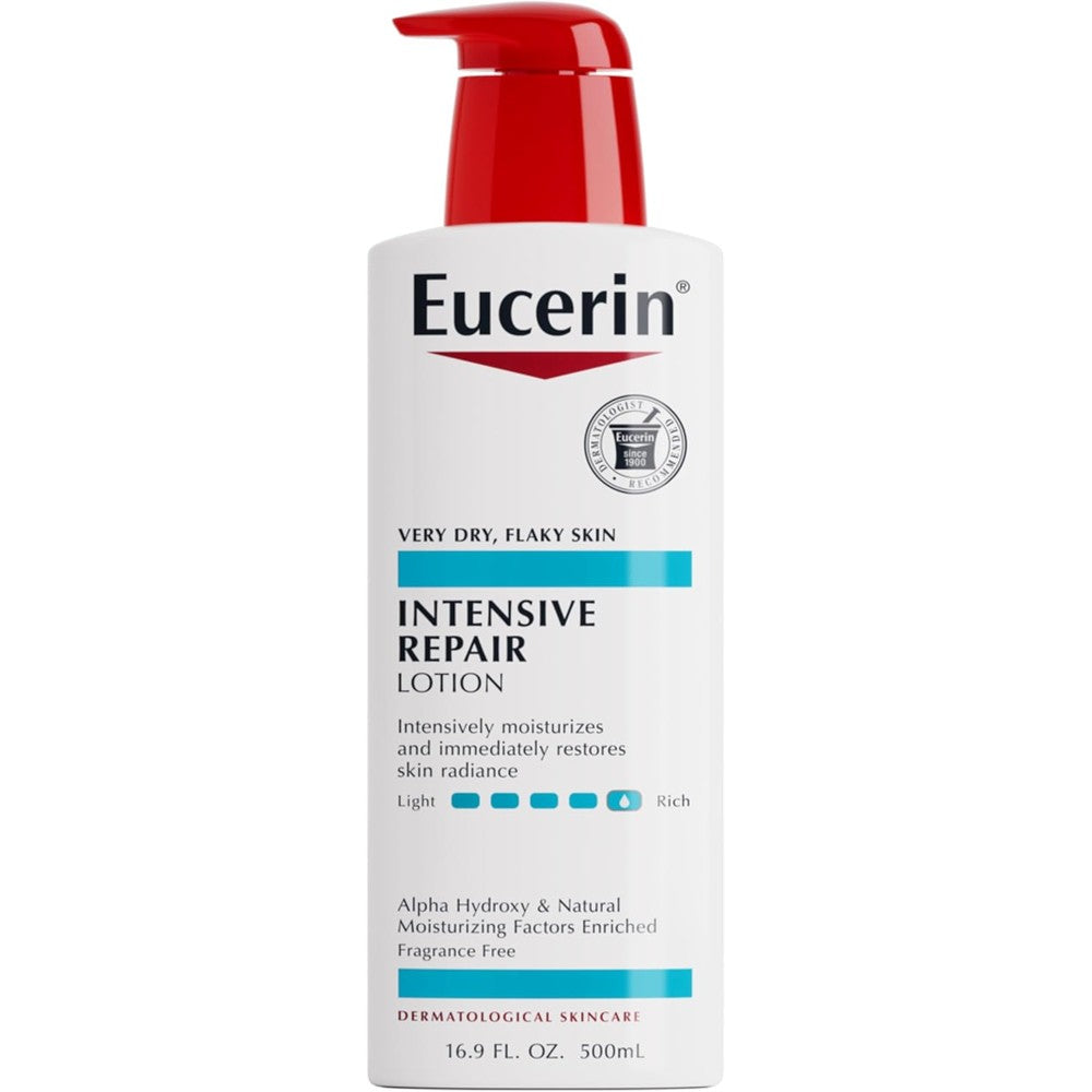 Eucerin Intensive Repair Body Lotion For Very Dry Flaky Skin With Alpha Hydroxy And Natural Moisturizing Factors Fragrance Free 16.9 Fluid Ounce