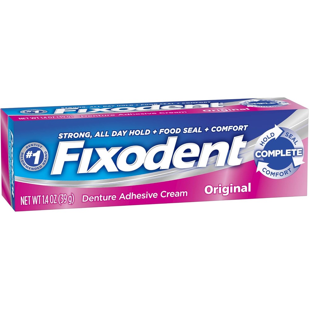 Fixodent Original Denture Adhesive Cream 1.4 oz single application dawn to dark all-day hold
