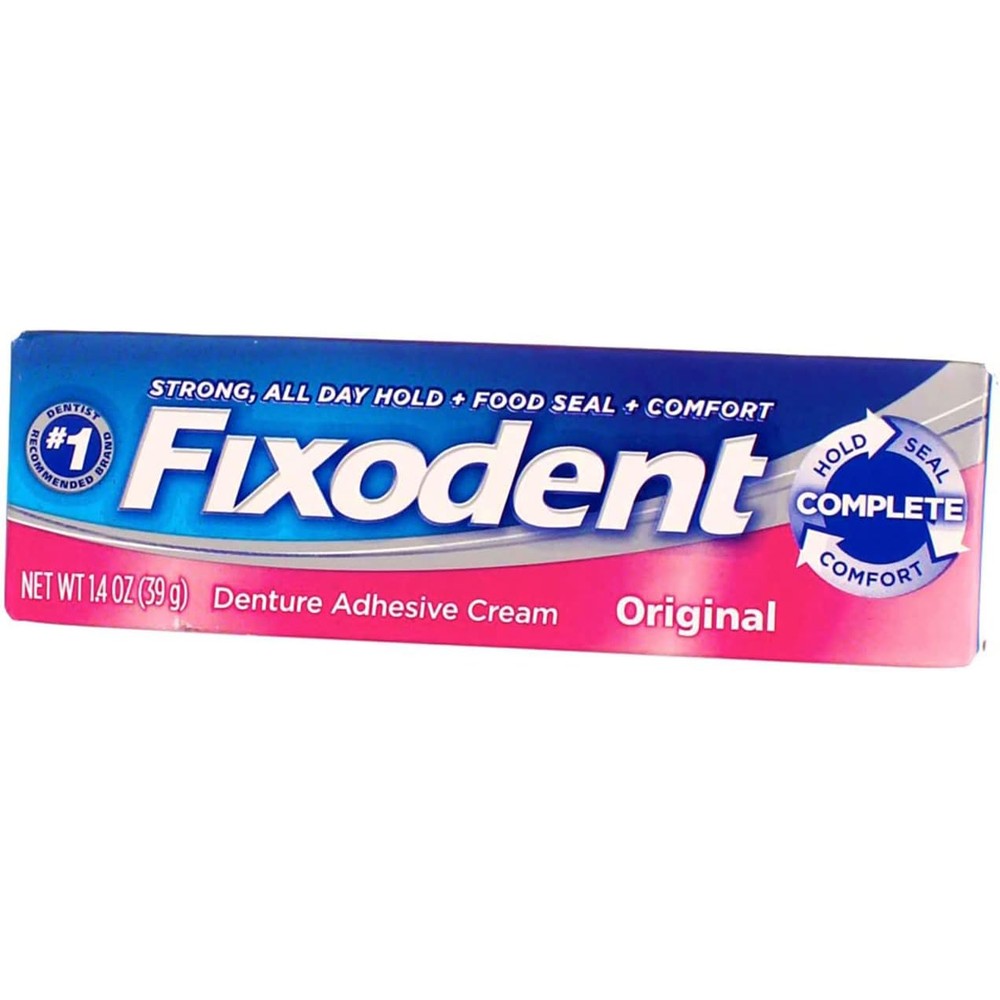 Fixodent Complete Original Denture Adhesive Cream 1.4 oz all-day hold full plate dentures