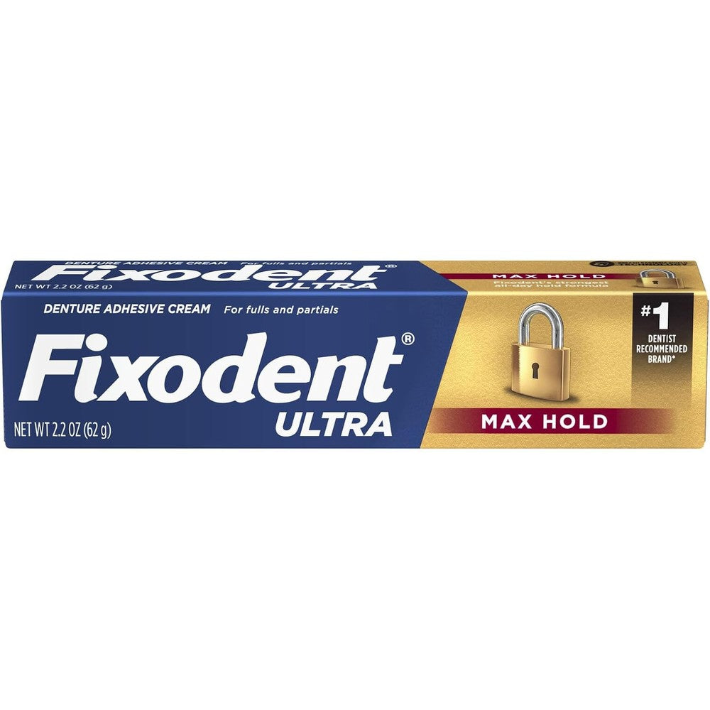 Fixodent Ultra Max Hold Denture Adhesive 7 pack 2.2 oz strongest all-day hold formula