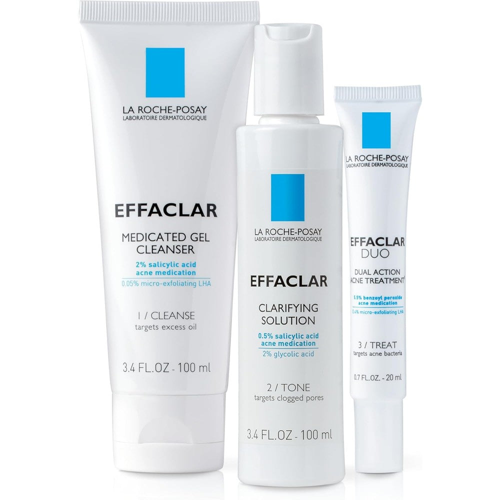 La Roche-Posay Effaclar 3 step acne treatment system for sensitive oily skin