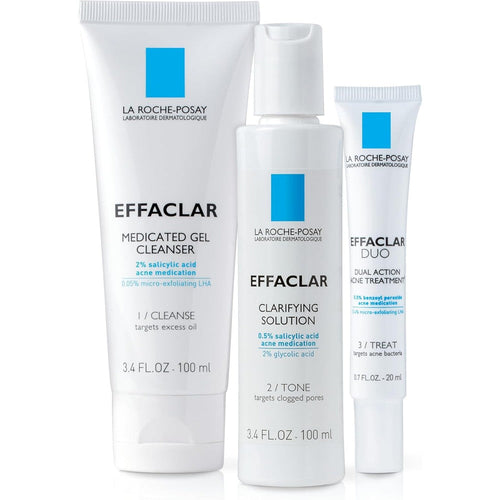 La Roche-Posay Effaclar 3 step acne treatment system for sensitive oily skin