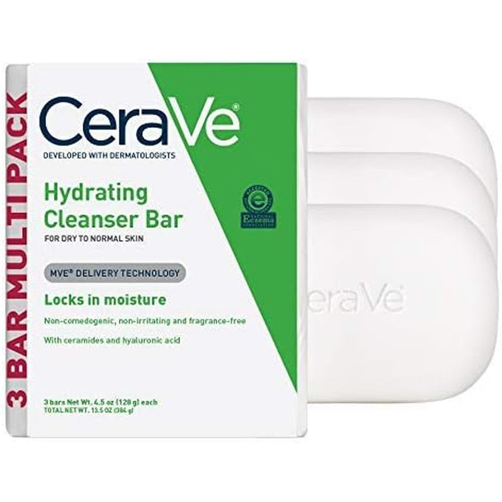 CeraVe Hydrating Cleanser Bar with ceramides and hyaluronic acid for sensitive dry skin face and