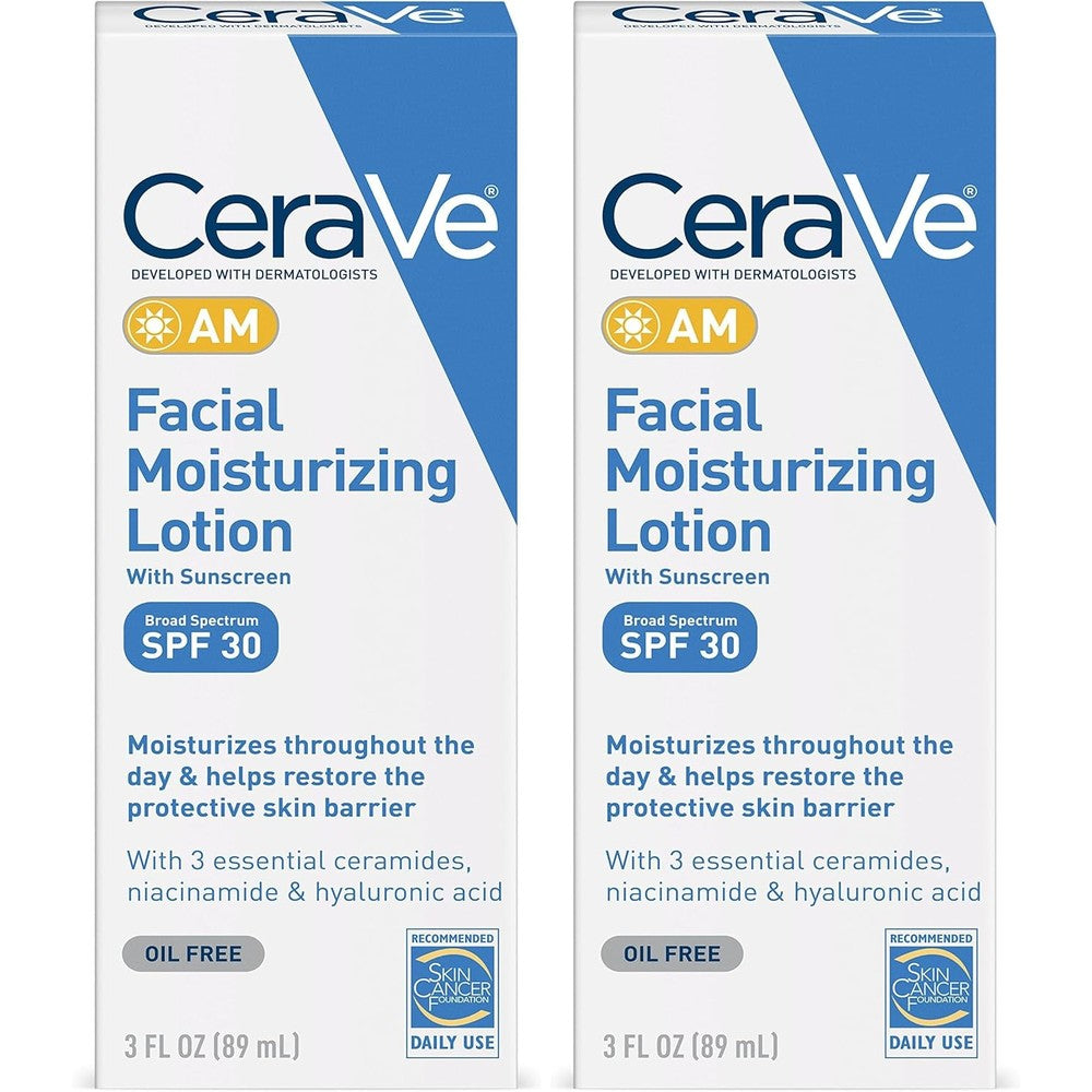 CeraVe AM Facial Moisturizer SPF 30 pack of 2 daily face sunscreen with ceramides