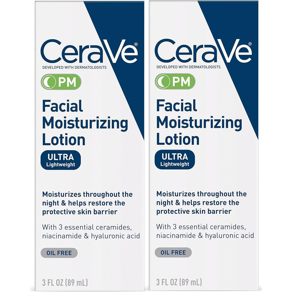 CeraVe PM Facial Moisturizing Lotion 3 oz 2 pack night face moisturizer with ceramides