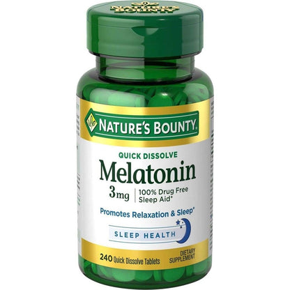 Nature's Bounty Melatonin 3 mg Sleep Tablets 240 Count