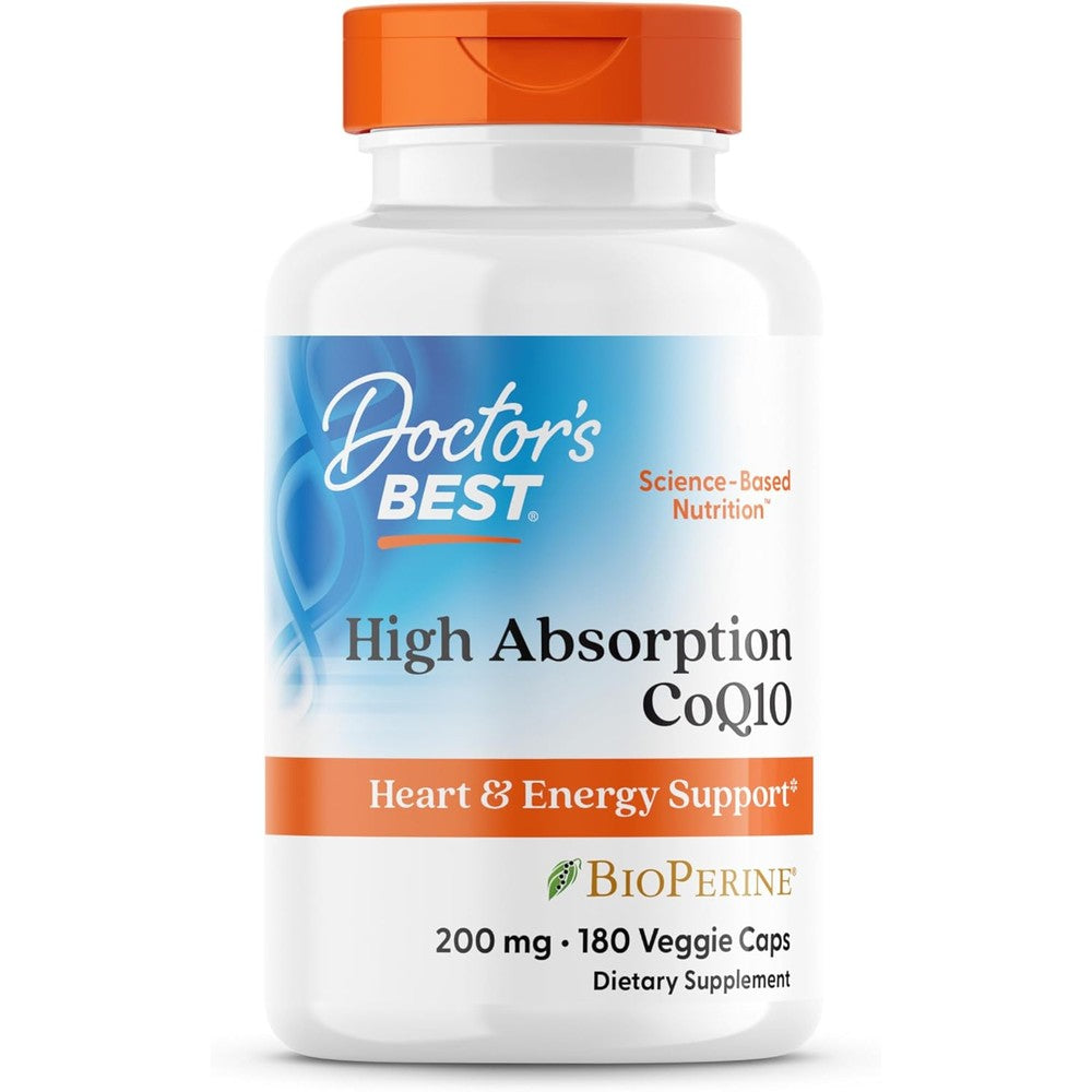 Doctor's Best High Absorption CoQ10 200mg 180 veggie capsules front label view