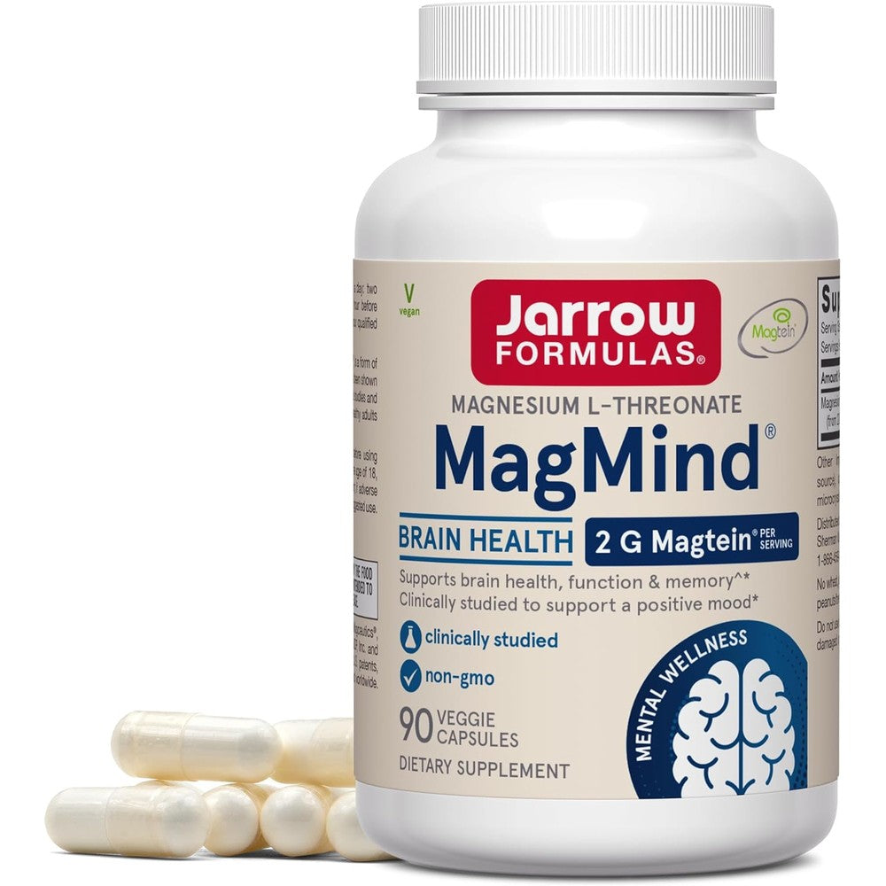 Jarrow Formulas MagMind 90 veggie capsules front bottle view for cognitive health